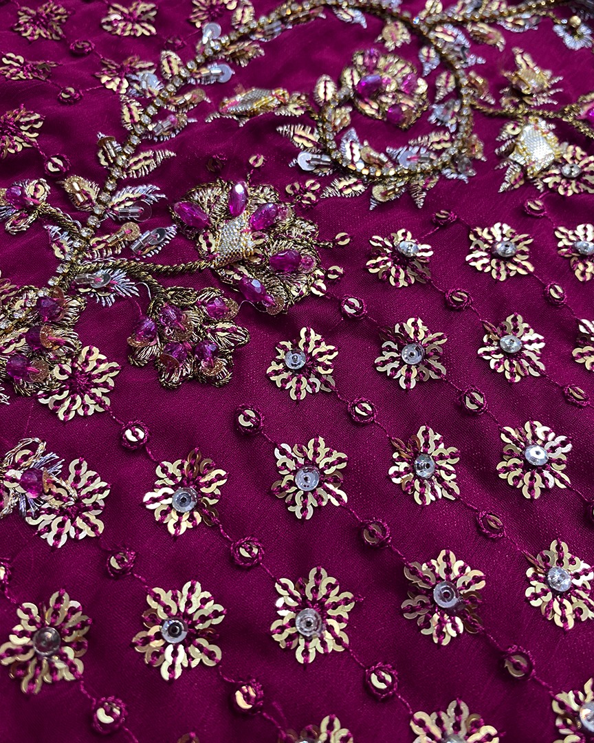 Luxury Hand Embroidered Bridal Ensemble – 3 Piece - Image 7